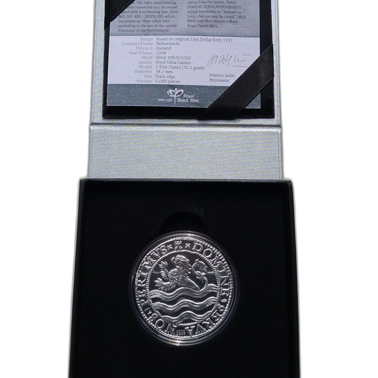 1 Troy ounce silver coin restrike Lion Dollar 2018 Proof front