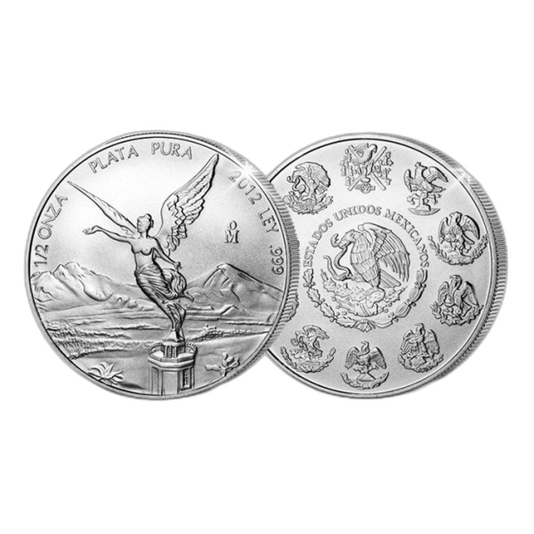1/2 Troy ounce silver Mexican Libertad coins front