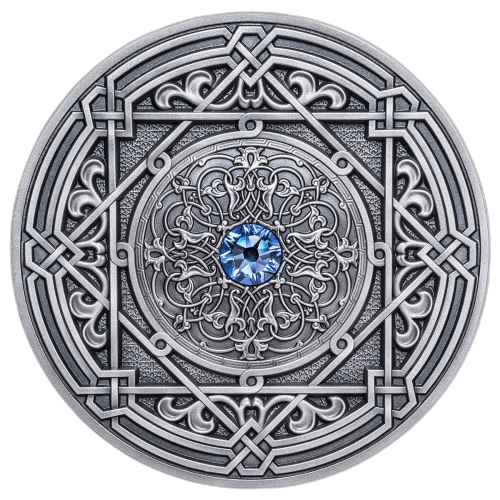3 Troy ounce zilveren munt Mandala art IV 'Moresque' voorkant