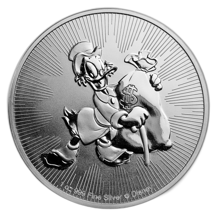 1 Troy ounce zilveren munt Scrooge McDuck 2018 voorkant