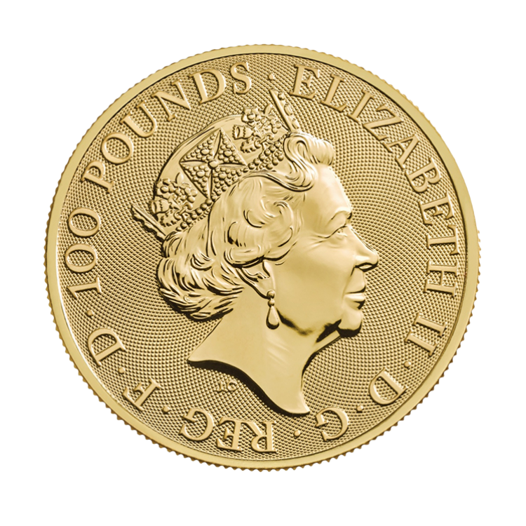 1 Troy ounce gold Queens Beasts 2018 Unicorn back
