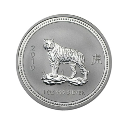 Rare: 1 troy ounce silver coin Lunar Series I - Year of the Tiger 2010 front