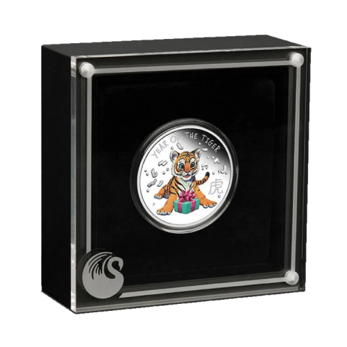 1/2 troy ounce zilveren munt baby tijger 2022 Proof front