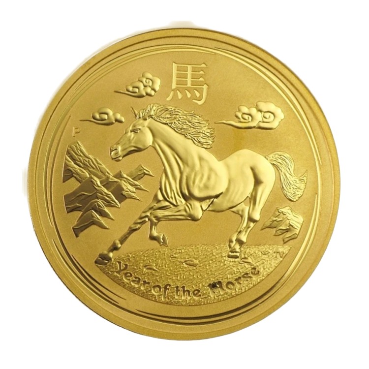 1 Troy ounce gouden munt Lunar 2014 voorkant