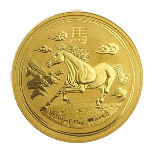 1 Troy ounce gouden munt Lunar 2014 voorkant