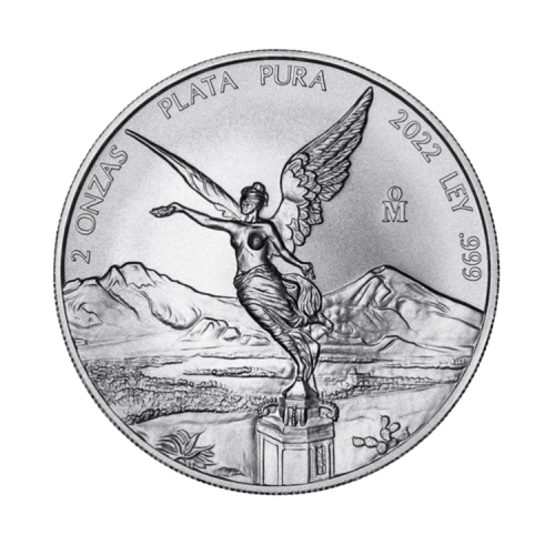 2 troy ounce silver coin Mexican Libertad - circulated front