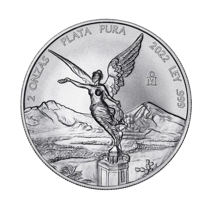 2 troy ounce silver coin Mexican Libertad - circulated back