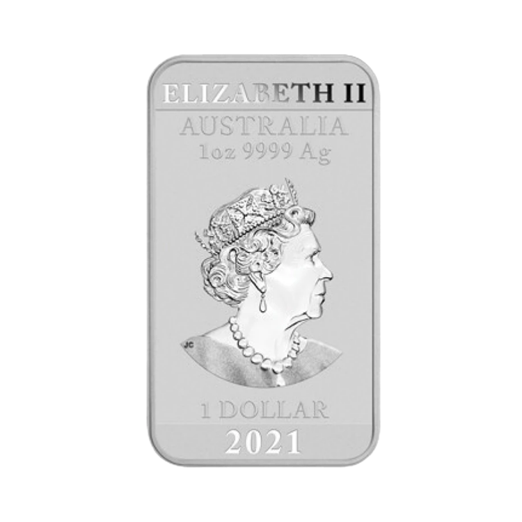 1 Troy ounce silver coin bar Rectangular Dragon 2021 back