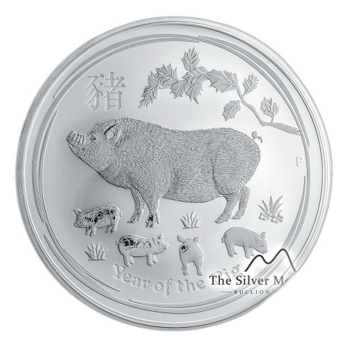 10 troy ounce zilveren Lunar munt 2019 - het jaar van het varken voorkant