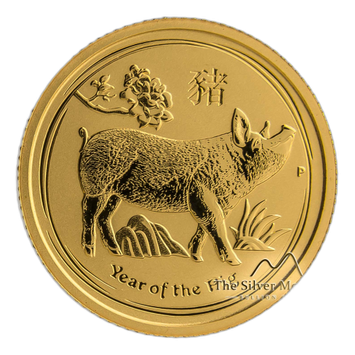 1/10 Troy ounce gouden munt Lunar 2019 voorkant