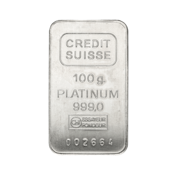 100 gram platinum bar front