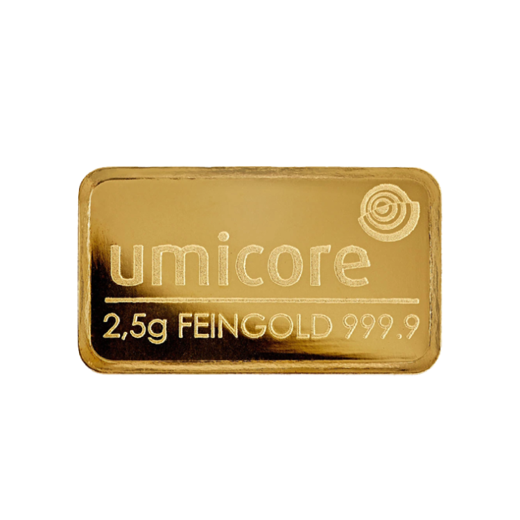 2,5 gram gold bar various producers front