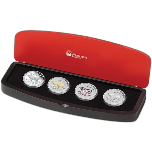 4-Coin set silver Lunar 2019 Proof front