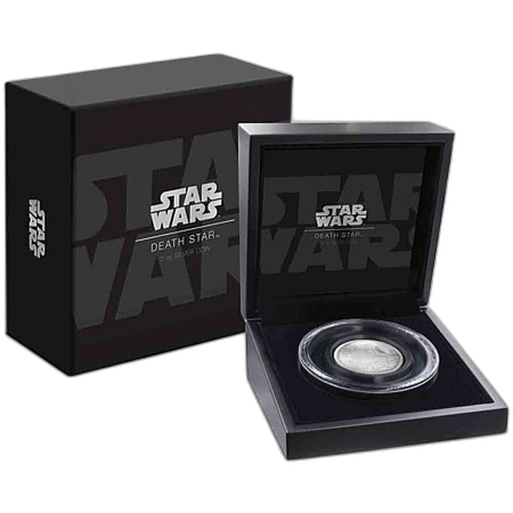 2 Troy ounce zilveren munt Star Wars Death Star Ultra High Relief front