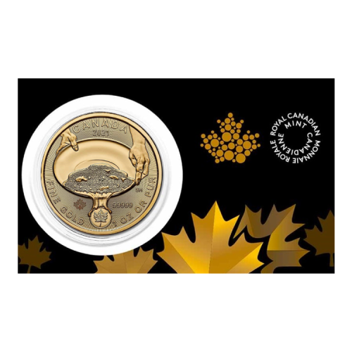 1 troy ounce gouden Klondike Gold Rush munt 2021 voorkant