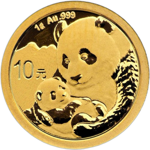 1 Gram gouden munt Panda 2019 voorkant