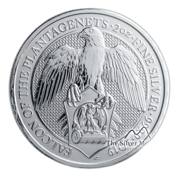 10 Troy ounce zilveren munt Queens Beasts Falcon of the Plantagenets 2019 voorkant