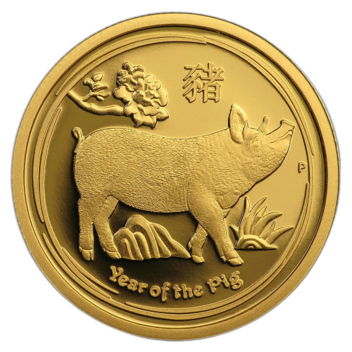 1/4 Troy ounce gouden munt Lunar 2019 Proof voorkant
