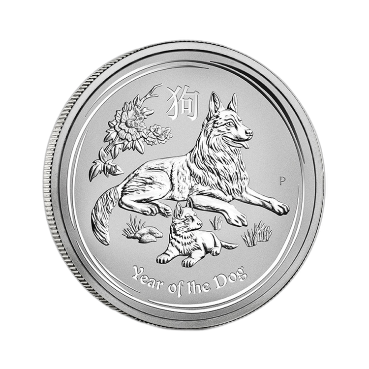 5 troy ounce zilveren Lunar munt 2018 - het jaar van de hond front
