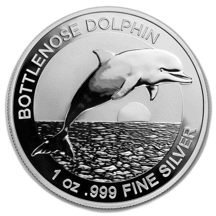 1 Troy ounce silver coin Bottlenose Dolphin 2019 front