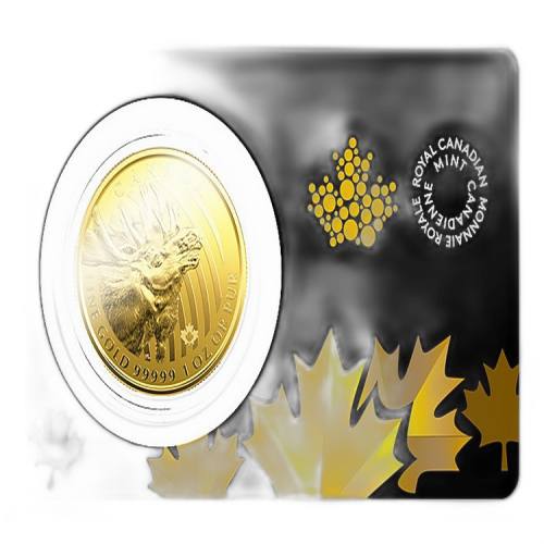 1 Troy ounce gouden munt Canadian Moose 2019 voorkant