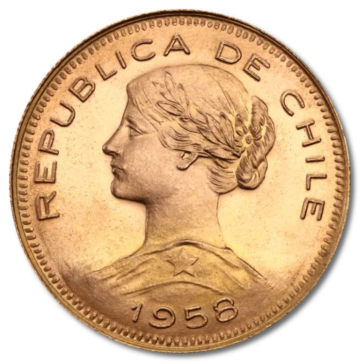 100 Chileense Peso Vrijheids Gouden Munt (1895-1980) achterkant