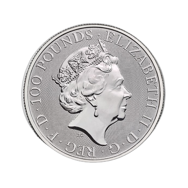 1 Troy ounce platinum coin Queens Beasts White Lion back