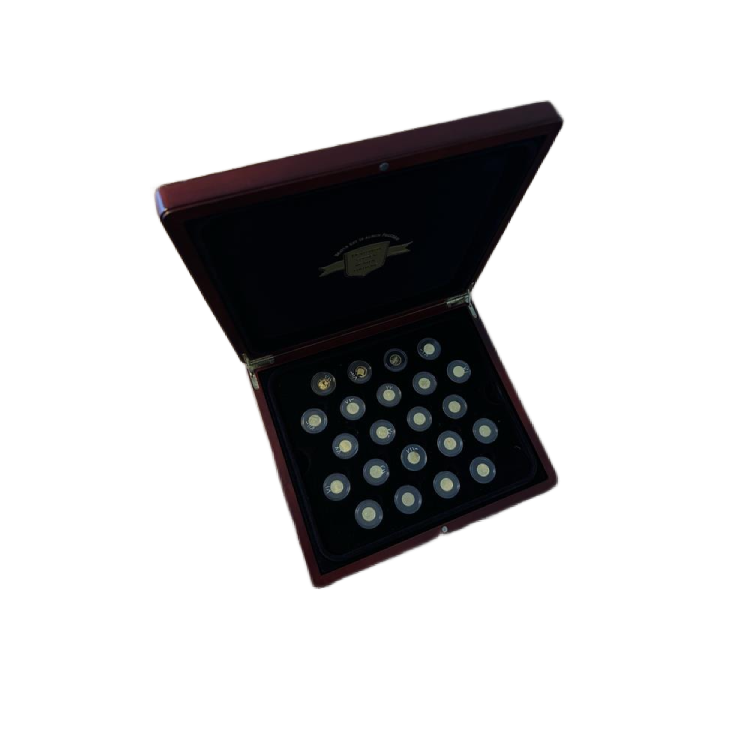 "The Smallest Gold Coin Collection" 22 gold coins angle 1