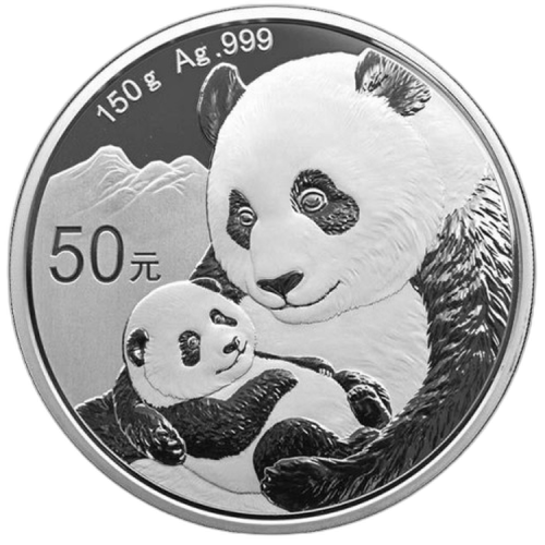150 Grams silver coin Panda 2019 front
