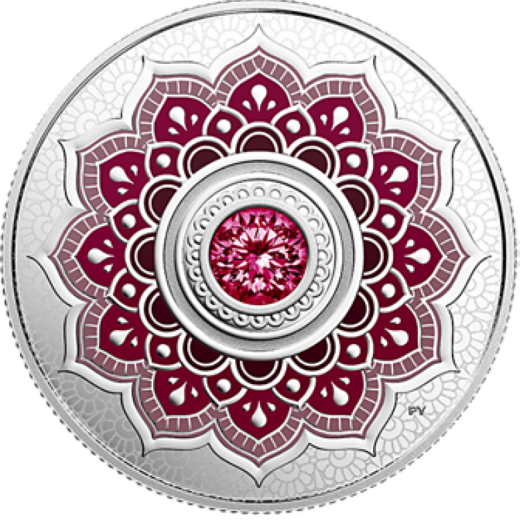 Silver coin January Birthstone Swarovski front