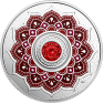 Silver coin July Birthstone Swarovski front