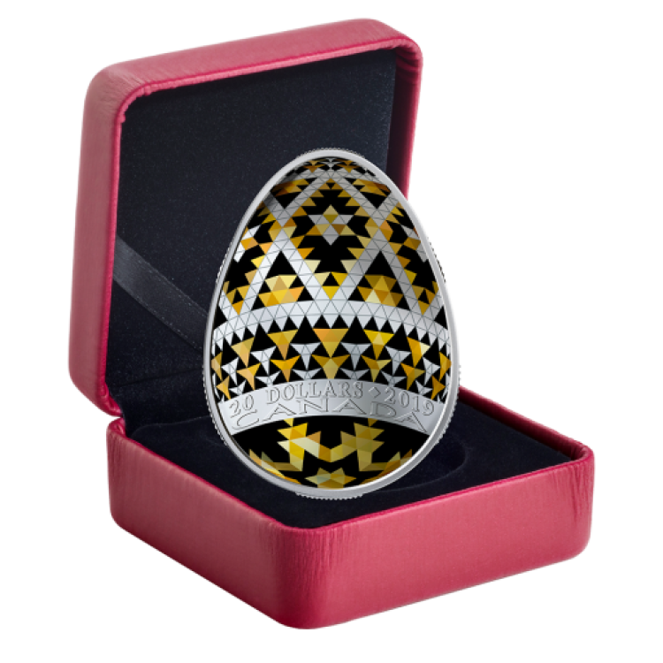 1 Troy ounce zilveren munt Pysanka Ei 2019 Proof voorkant