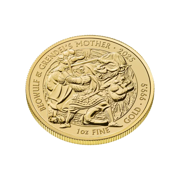 1 troy ounce gold Myths and Legends Beowulf &amp; Grendel 2025 angle 2