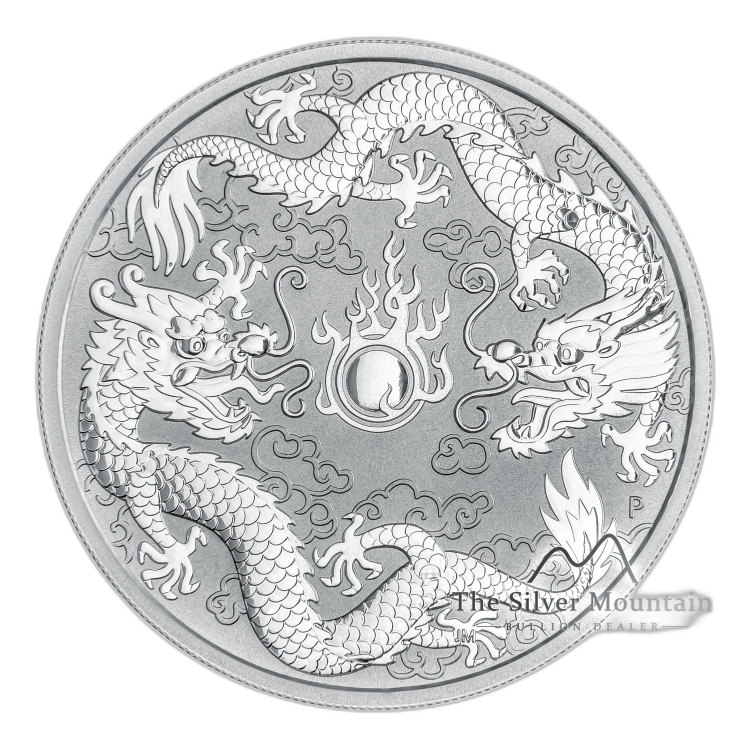 1 Troy ounce silver coin Double Dragon 2019 front