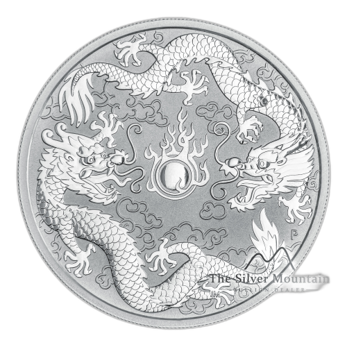 1 Troy ounce zilveren munt Dragon and Dragon 2019 voorkant