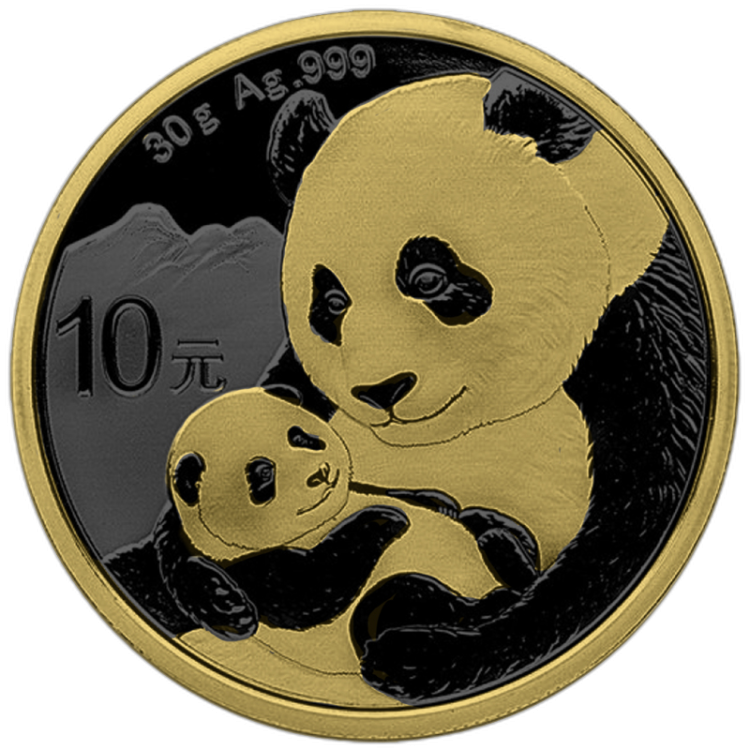 30 Grams silver coin Golden Ring - Panda 2019 front