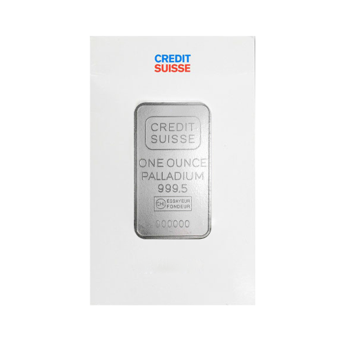 1 Troy ounce palladium baar Credit Suisse voorkant