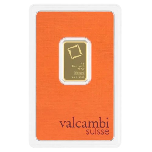 Gold bar 5 gram Valcambi front