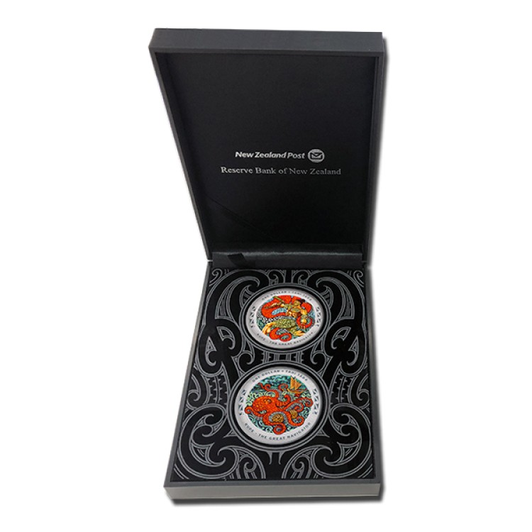 2 x 1 Troy ounce zilveren munten set Kupe - de grote navigator Proof 2019 voorkant