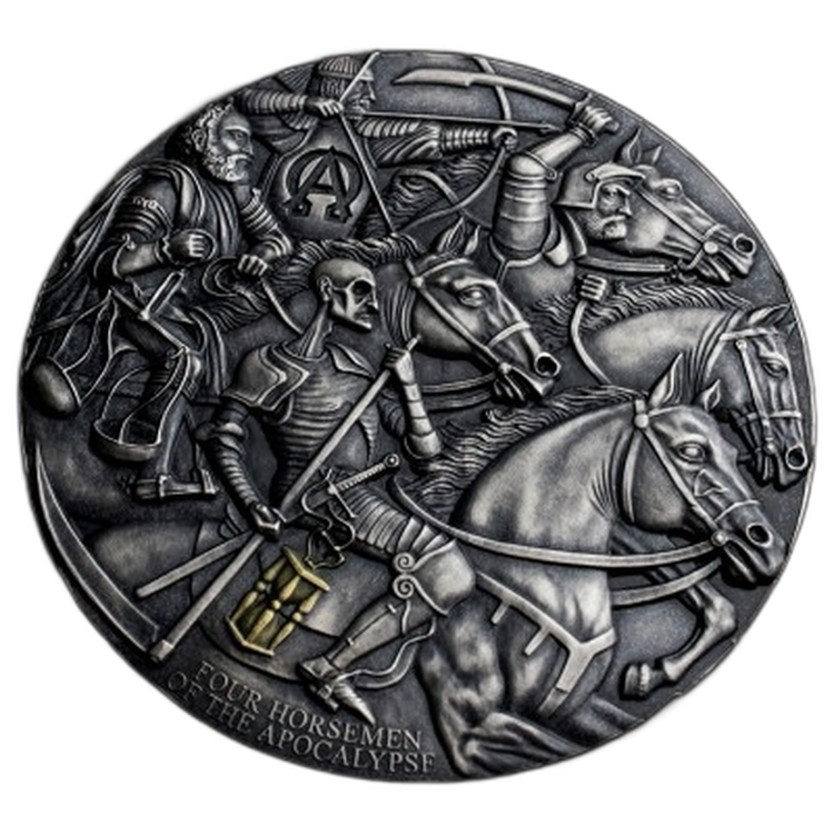 3 Troy ounce silver coin Apocalypse - Four Horsemen front