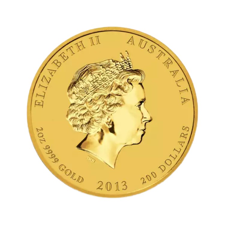 2 Troy ounce gouden munt Lunar 2013 achterkant