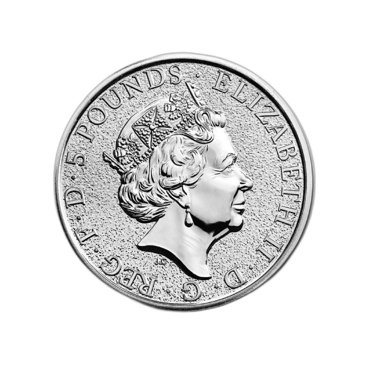 2 troy ounce silver Queens Beast back