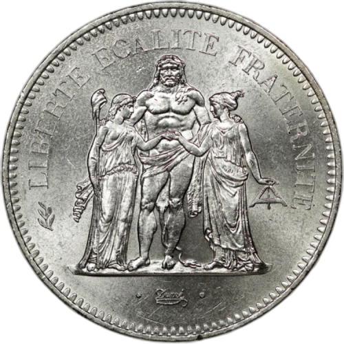 Zilveren munt 50 Franse Franc voorkant