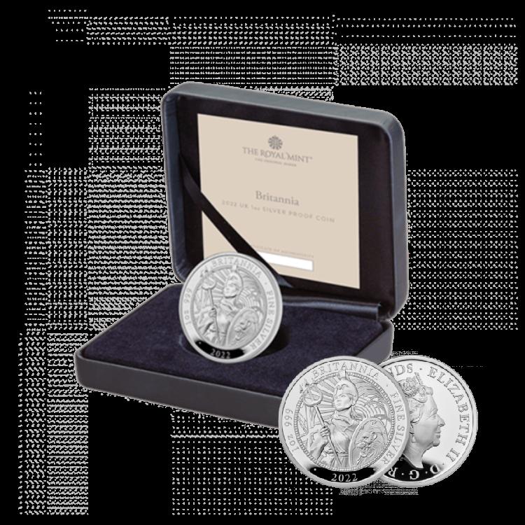 1 troy ounce zilveren munt Britannia 2022 Proof perspectief 5
