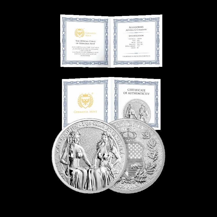 1 troy ounce zilveren munt Germania Allegories 2021 perspectief 3