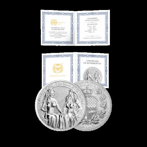 1 troy ounce zilveren munt Germania Allegories 2021 voorkant