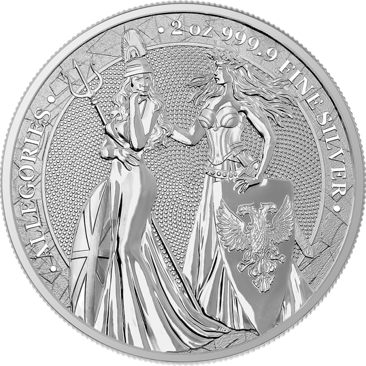 2 Troy ounce zilveren munt Germania Allegories 2019 voorkant