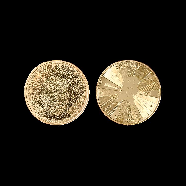 "Het Architectuur tientje" 10 Euro Goud Proof achterkant