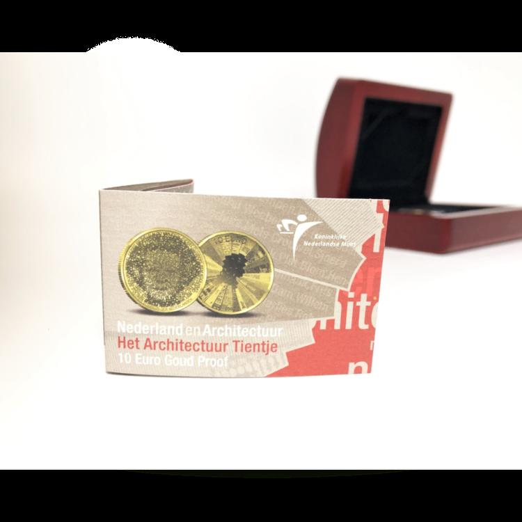 "Het Architectuur tientje" 10 Euro Goud Proof perspectief 2
