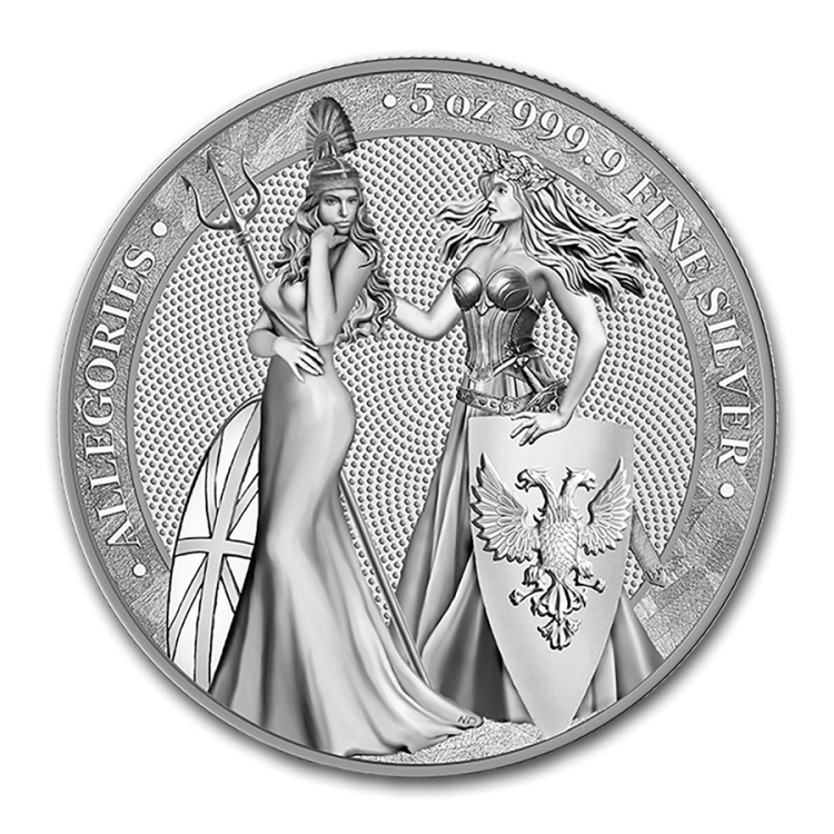 5 Troy ounce zilveren munt Germania Allegories 2019 voorkant